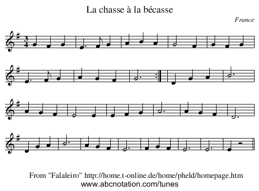La chasse à la bécasse - staff notation