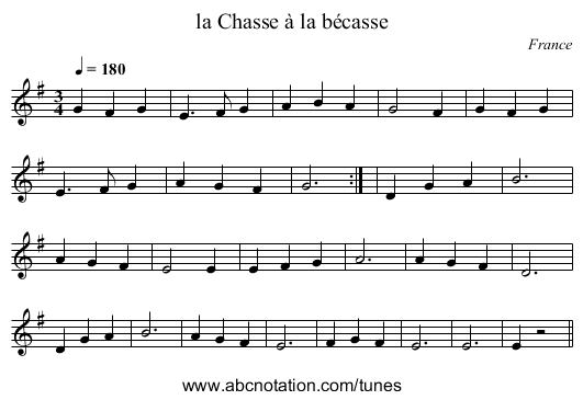 la Chasse à la bécasse - staff notation