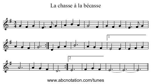 La chasse à la bécasse - staff notation