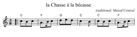 la Chasse &agrave; la b&eacute;casse - staff notation