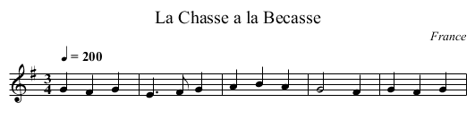 La Chasse a la Becasse - staff notation