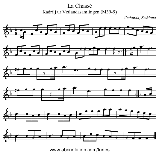 La Chassé - staff notation