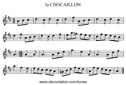 la CHOCAILLON - staff notation