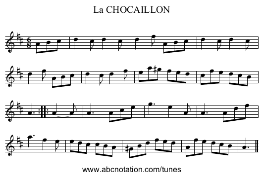 La CHOCAILLON - staff notation