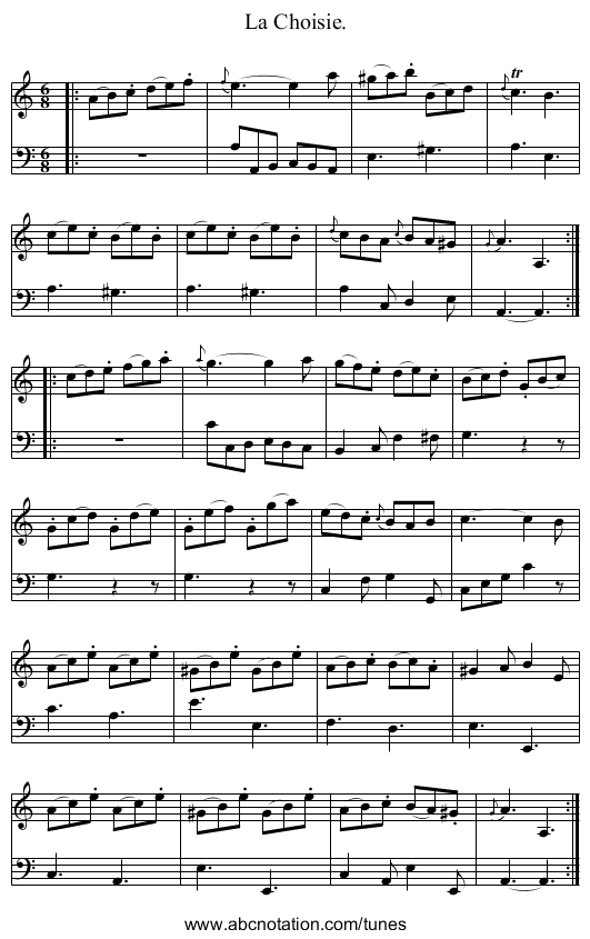La Choisie. - staff notation