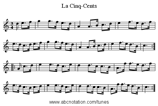 La Cinq-Cents - staff notation