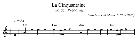 La Cinquantaine - staff notation