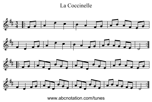 La Coccinelle - staff notation