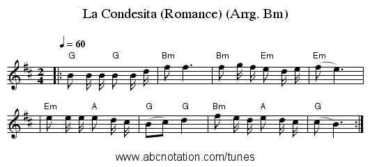 La Condesita (Romance) (Arrg. Bm) - staff notation