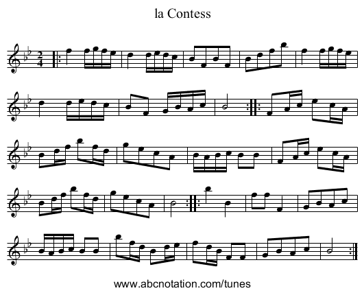 la Contess - staff notation
