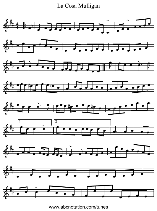 La Cosa Mulligan - staff notation