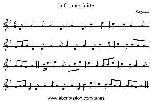 la Counterfaitte - staff notation