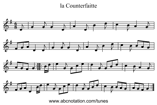 la Counterfaitte - staff notation