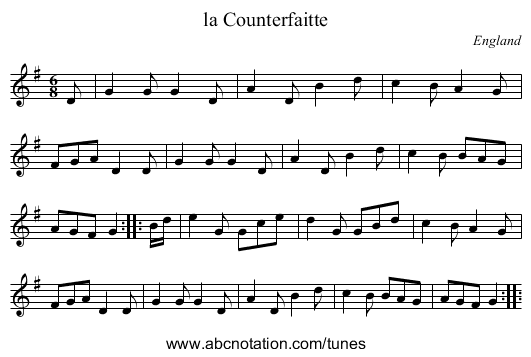 la Counterfaitte - staff notation