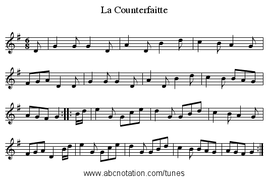La Counterfaitte - staff notation