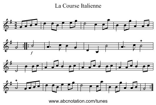 La Course Italienne - staff notation