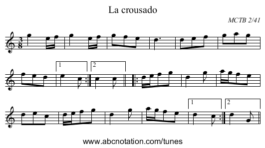La crousado - staff notation