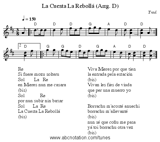 La Cuesta La Rebollá (Arrg. D) - staff notation