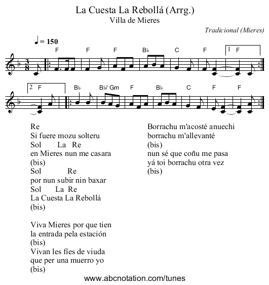 La Cuesta La Rebollá (Arrg.) - staff notation