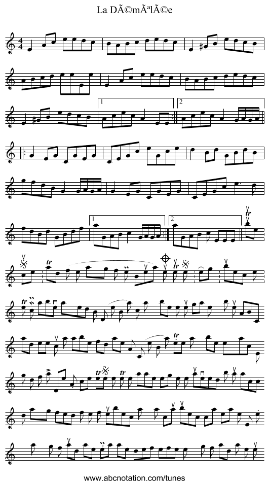 La Démêlée - staff notation