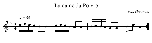 La dame du Poivre - staff notation