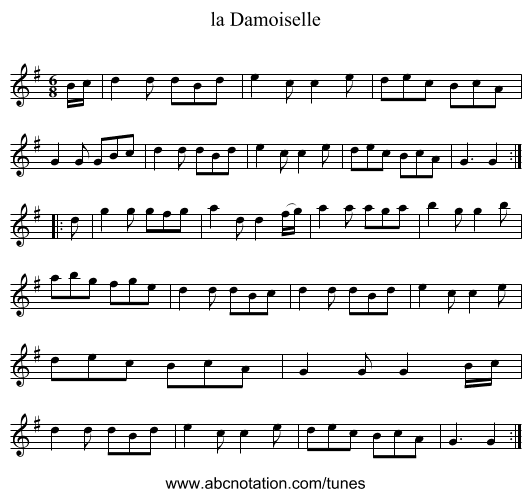 la Damoiselle - staff notation