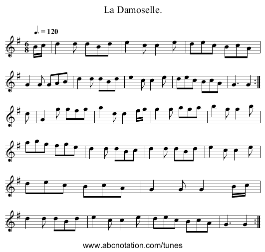 La Damoselle. - staff notation