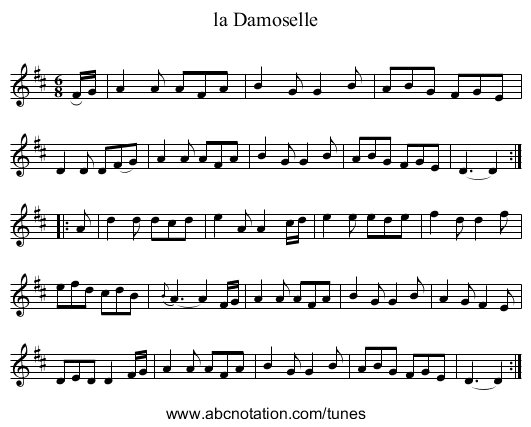 la Damoselle - staff notation