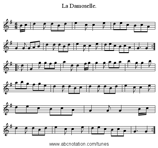 La Damoselle. - staff notation