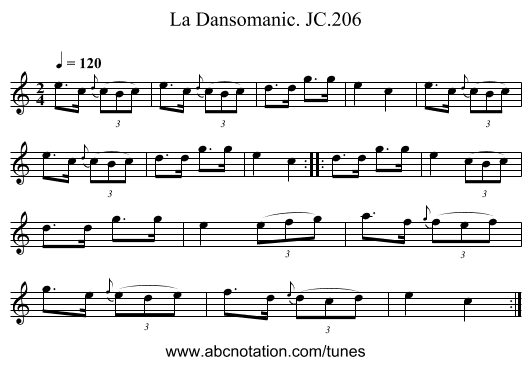 La Dansomanic. JC.206 - staff notation