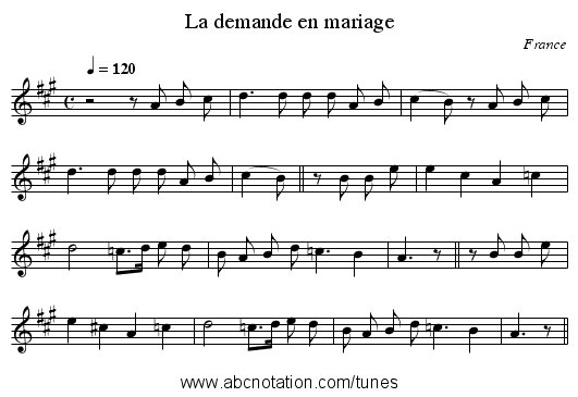 La demande en mariage - staff notation