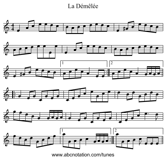 La Démêlée - staff notation