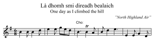Là dhomh smi direadh bealaich - staff notation