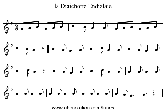 la Diaichotte Endialaie - staff notation