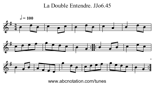 La Double Entendre. JJo6.45 - staff notation