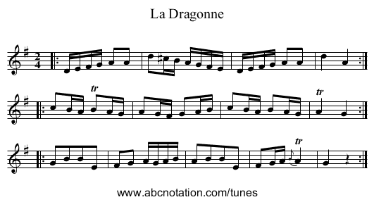 La Dragonne - staff notation