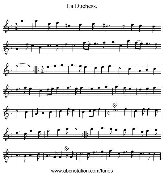 La Duchess. - staff notation