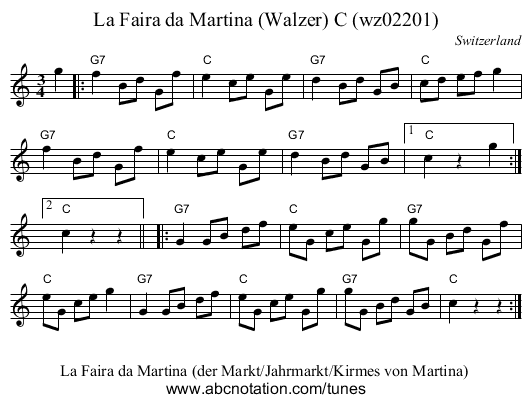 La Faira da Martina (Walzer) C (wz02201) - staff notation