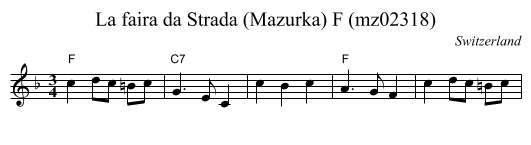 La faira da Strada (Mazurka) F (mz02318) - staff notation