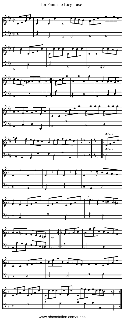 La Fantasie Liegeoise. - staff notation