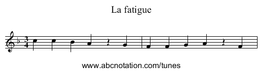 La fatigue - staff notation