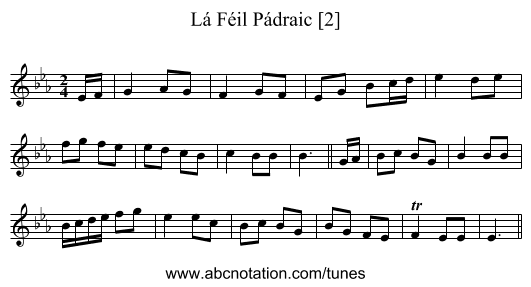 Lá Féil Pádraic [2] - staff notation