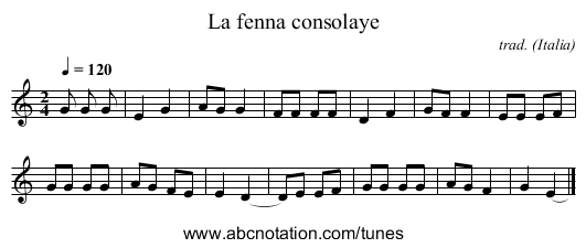 La fenna consolaye - staff notation