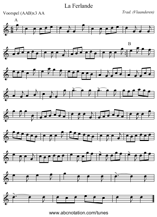La Ferlande - staff notation