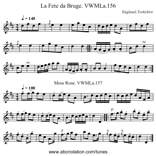 La Fete da Bruge. VWMLa.156 - staff notation