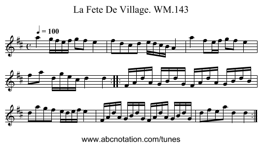 La Fete De Village. WM.143 - staff notation