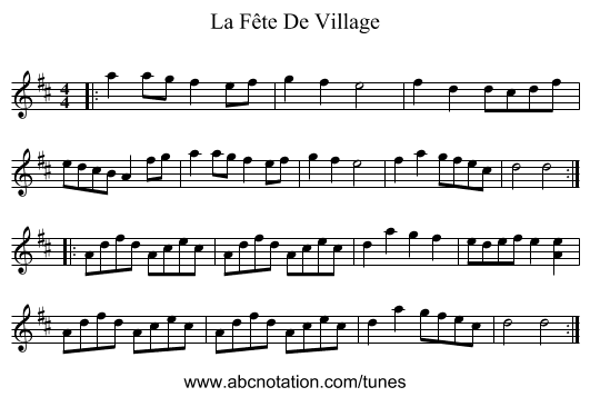 La Fête De Village - staff notation