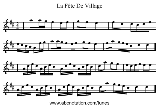 La Fête De Village - staff notation
