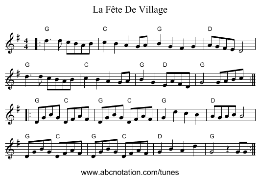 La Fête De Village - staff notation