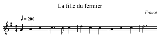 La fille du fermier - staff notation
